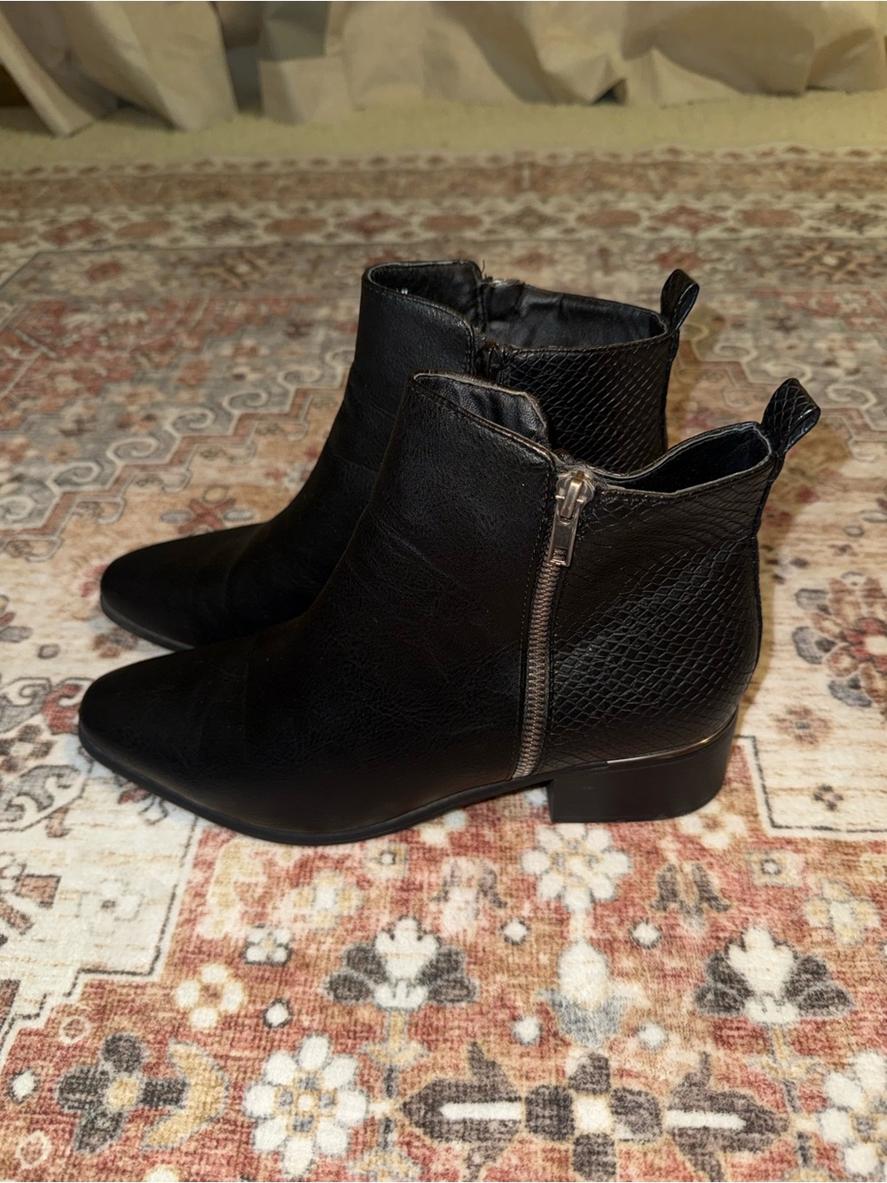 JustFab Women's Black Ankle Boots with Side Zip